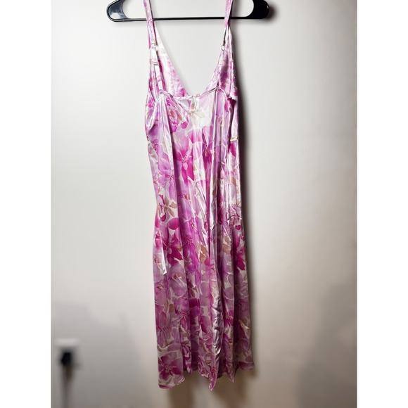 VTG Jones New York Floral‎ Romantic Satin Slip Dress Pink Spaghetti Strap Y2K - Picture 7 of 9